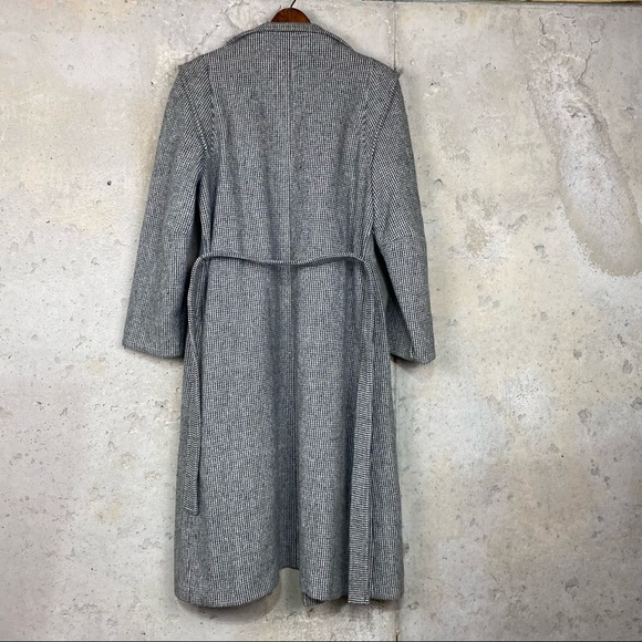 Vintage union made black white micro houndstooth unisex long pea coat - Picture 10 of 10